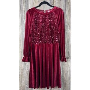 Bbonlindress Sequin Velvet Midi Dress Ruffle Sleeve 2XL Festive Christmas Dress